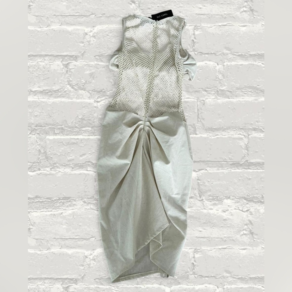 PLT Label Off White Sheer Panel Detail Ruched Bodycon Dress - Picture 5 of 5